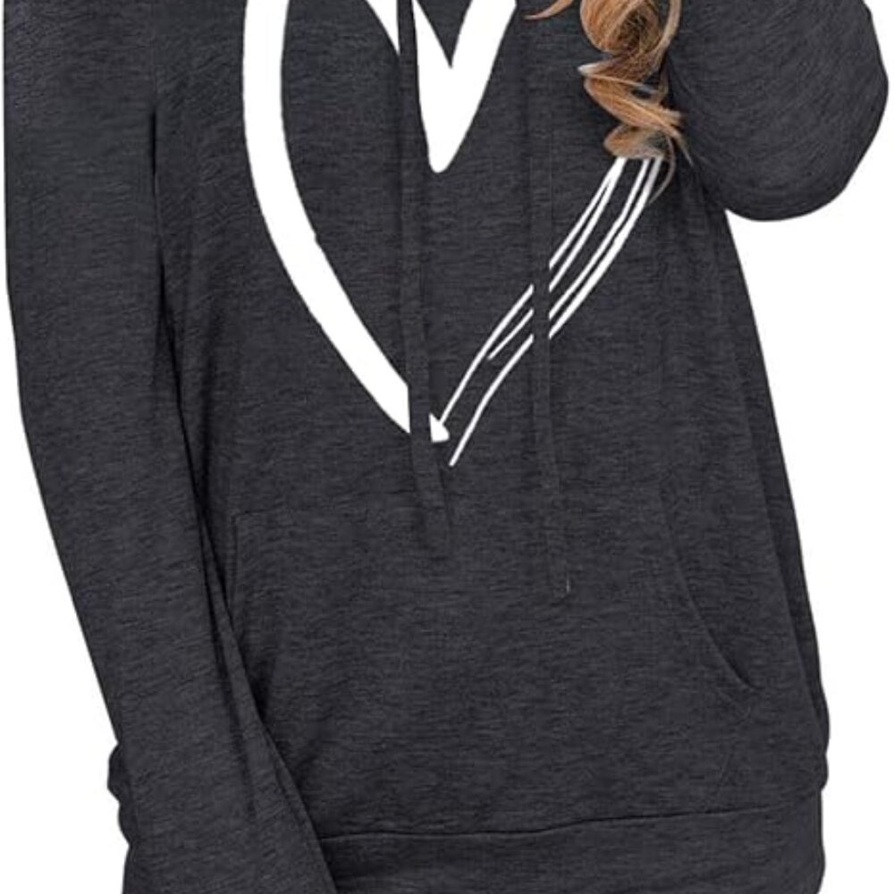 Women's Penceni "Heart" Hoodie Sweatshirt Long Sleeve Top - Picture 2 of 11